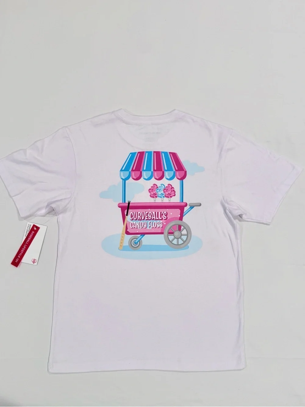 New Baseball Lifestyle 101 Home Run Sugar Tee Boys XL Cotton Candy White Summer